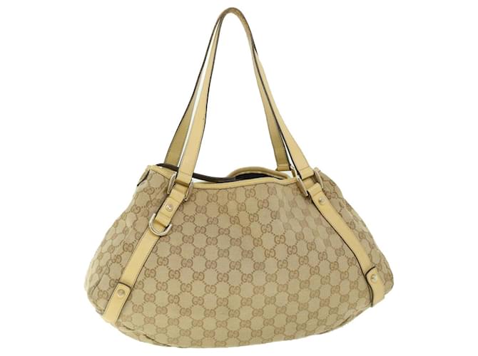 GUCCI GG Canvas Tote Bag Leather Beige 130736 002122 auth 50997 Cloth  ref.1039150