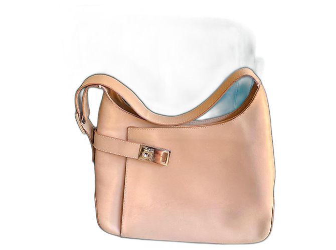 Autre Marque Sac Porte-documents en Cuir Beige