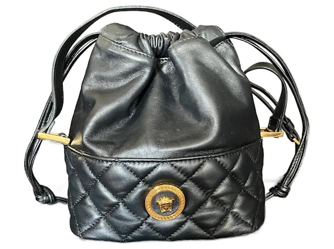 Versace Bucket bag Black Leather  ref.1039260