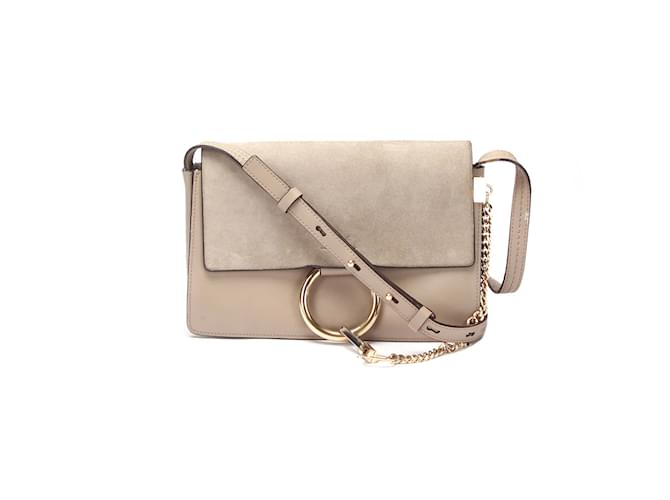 Chloé Bolsa transversal de couro Chloe Faye em bom estado Cinza  ref.1039406