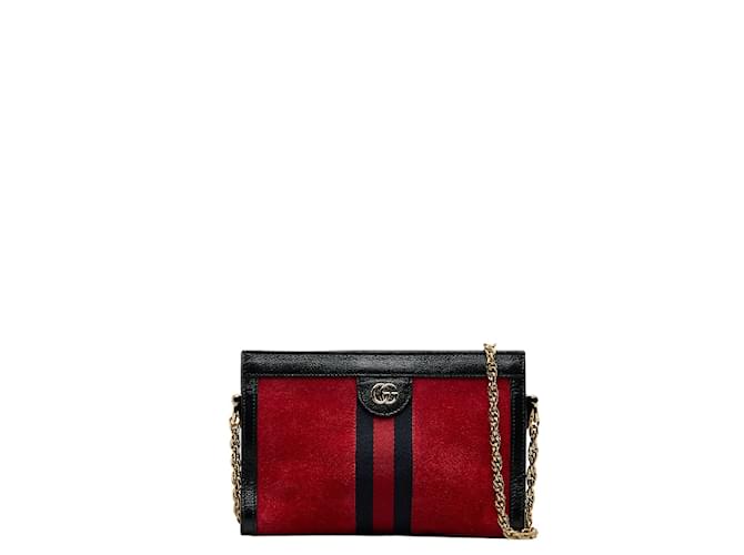 Gucci Suede Ophidia Chain Shoulder Bag Suede Shoulder Bag 503877 in Excellent condition Red  ref.1039431