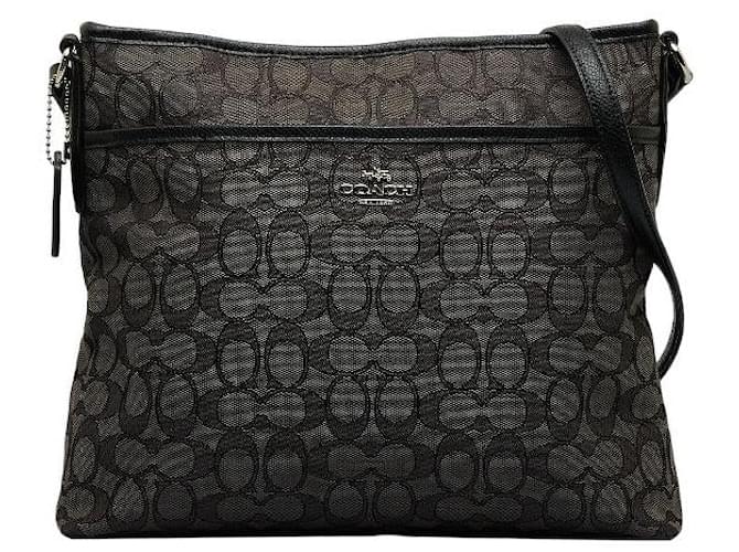 Coach Signature Canvas Zip File Crossbody Bag F55363 Black Cloth ref.1039432 Joli Closet