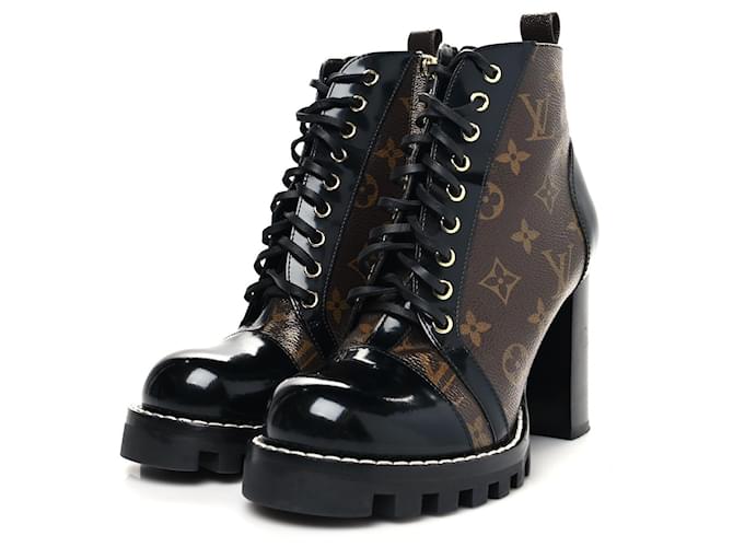 Louis Vuitton Star Trail Monogram Black/Brown Ankle Boot Size 38.5 US 8.5 Leather Cloth  ref.1039469