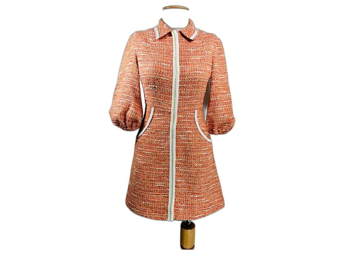 Maje Robes Coton Tweed Multicolore Orange  ref.1039477