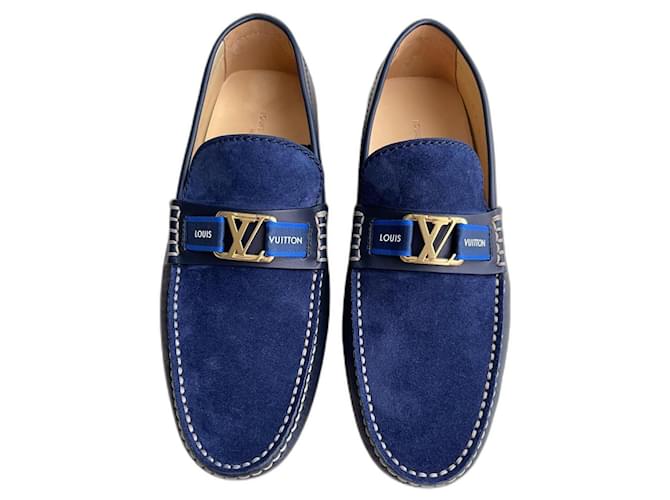 Louis Vuitton Mocasines Slip ons Azul Cuero  ref.1039481