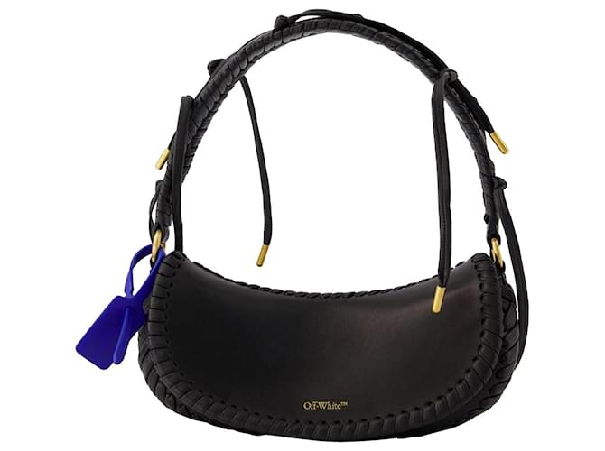 Edge Weaving Shoulder Bag - Off White - Leather - Black Pony-style calfskin  ref.1039711