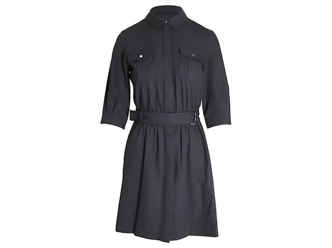 Ba&Sh Victoire Mini-Hemdkleid mit Gürtel aus schwarzem Polyester  ref.1039726