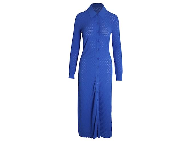 Robe chemise en maille Maje Maline en viscose bleue Fibre de cellulose  ref.1039732