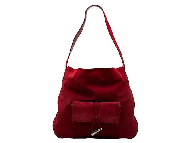 Burberry Suede Shoulder Bag Red  ref.1039778