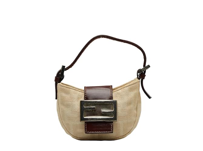 Fendi Canvas Mini Croissant Baguette 26673 Brown Cloth  ref.1039799