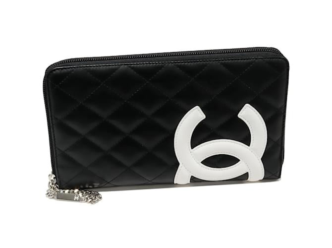 Chanel Cambon Quilted Leather Zip Around Wallet A26710 Black Pony ...
