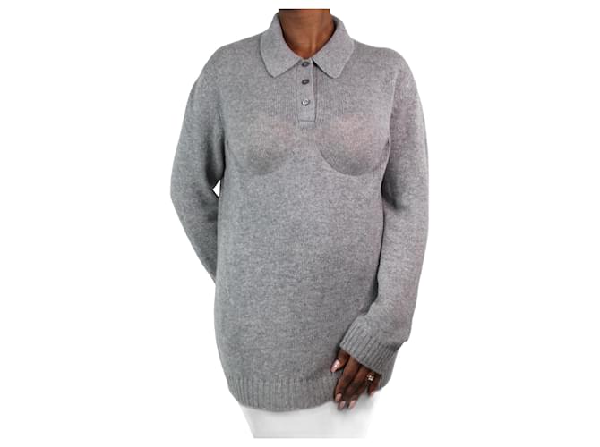 Prada Grey polo cashmere jumper - size M  ref.1039844