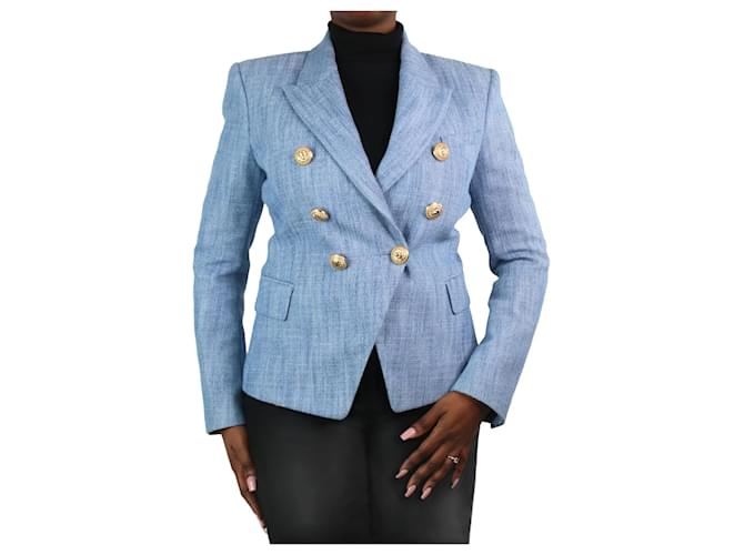 Balmain Blue double-breasted blazer - size FR 42 Cotton  ref.1039846