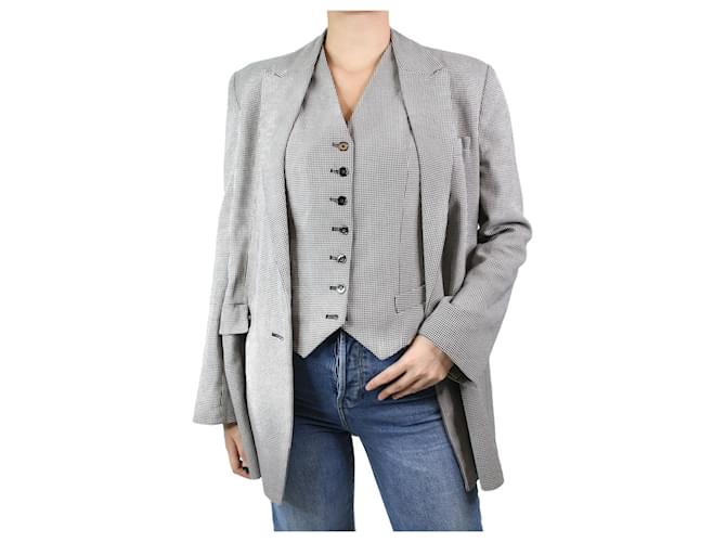 Autre Marque Black and White blazer and waistcoat set - size FR 36/40 Cotton  ref.1039854
