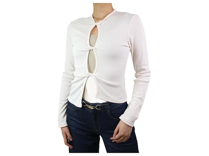 Autre Marque Cream knot cut-out ribbed top - size UK 12 Polyester  ref.1039857