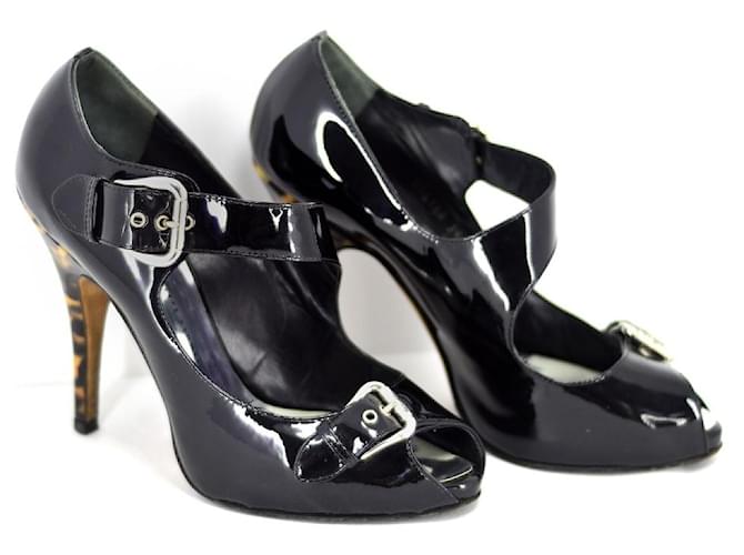 Giuseppe Zanotti #giuseppezanotti #patent #leather #heels #sandals Brown Black Metallic  ref.1040100
