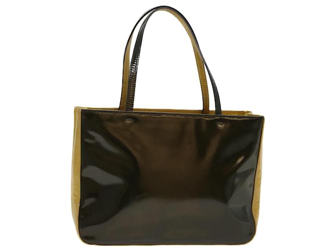PRADA Hand Bag Patent leather Khaki Auth ar10017b  ref.1040108