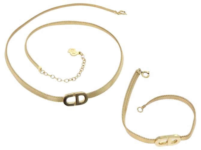 Colar pulseira Christian Dior 2Definir autenticação em tom dourado4858 Metal  ref.1040126