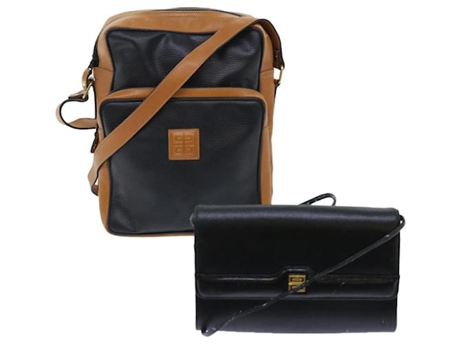 GIVENCHY Shoulder Bag Leather 2Set Black Brown Auth bs7322  ref.1040154
