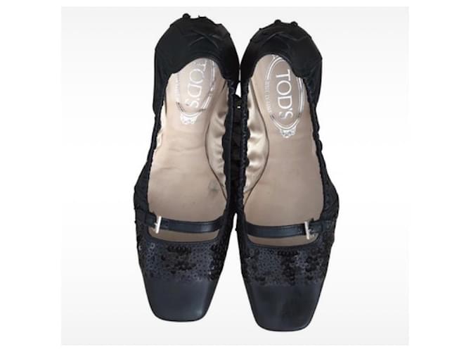 Tod's Zapatillas de ballet Negro Cuero  ref.1040528