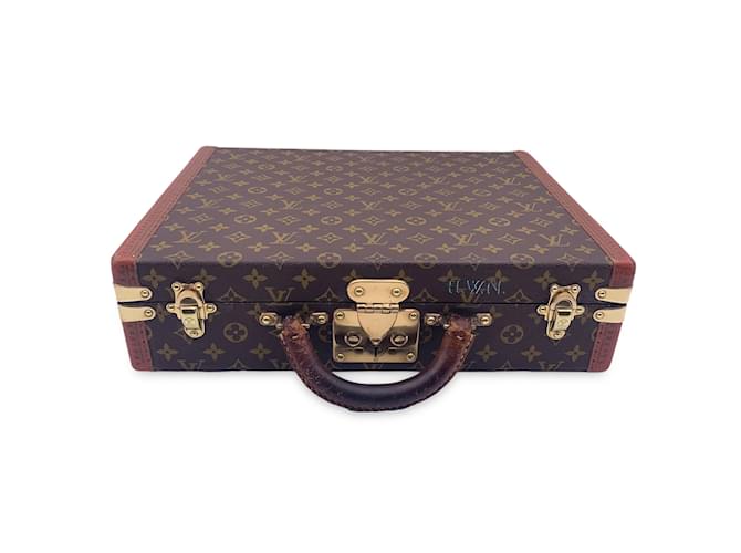 Louis Vuitton Vintage Monogram President Hard Case Briefcase Bag Brown Cloth  ref.1040535