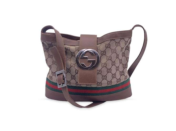 Gucci Limited Edition Monogram GG Sherry Line Shoulder Bag Beige Cloth  ref.1040538