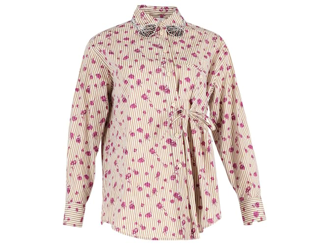 Camisa Chloé de rayas florales de algodón multicolor  ref.1040713