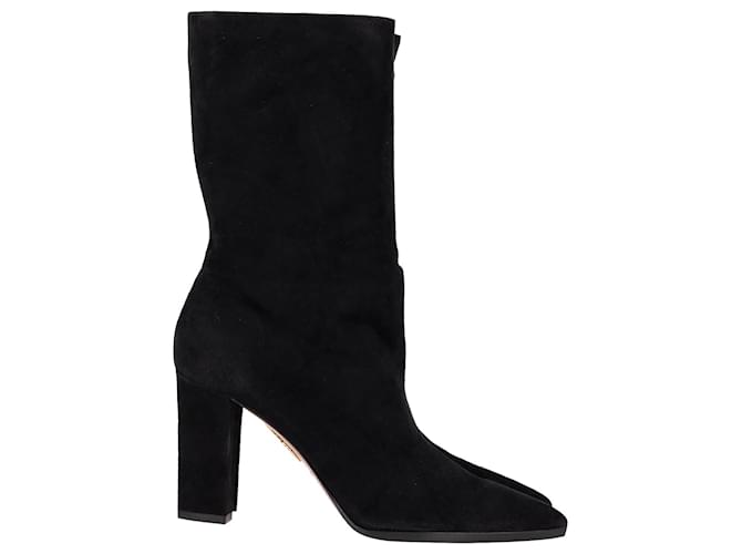 Botas de salto alto Aquazzura Skyler em camurça preta Preto Suécia  ref.1040727