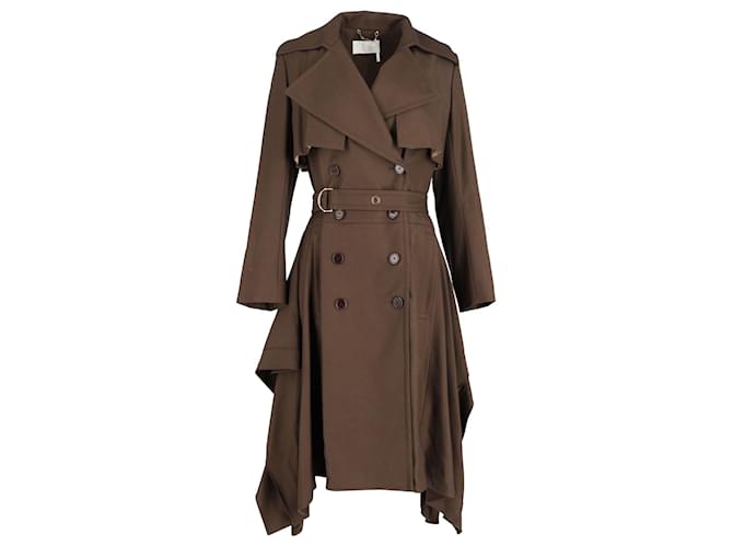 Trench-coat à boutonnage doublé et ceinture drapé sur les côtés Chloé en laine marron  ref.1040728