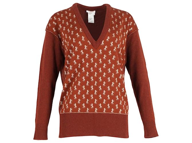 Chloé Metallic Intarsia Blend Sweater in Brown Wool  ref.1040743