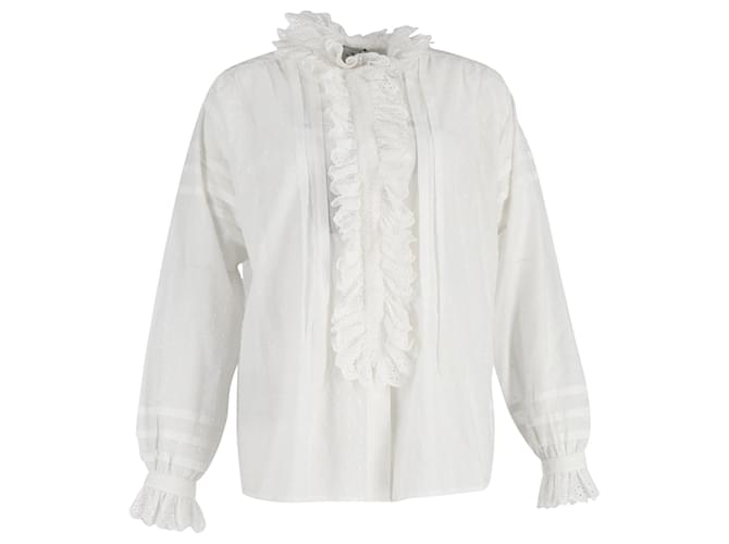 Etro Rüschenhemd-Oberteil aus weißer Baumwolle  ref.1040745