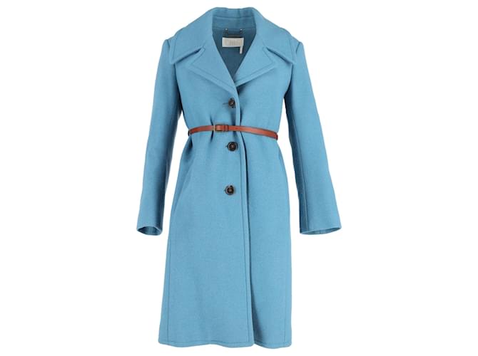 Chloé Chloe Single-Breasted Trench Coat in Blue Cotton  ref.1040749