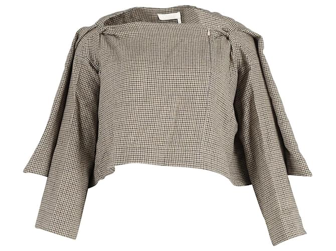 Chloé Houndstooth Cropped Cape Jacket in Multicolor Wool Multiple colors  ref.1040763