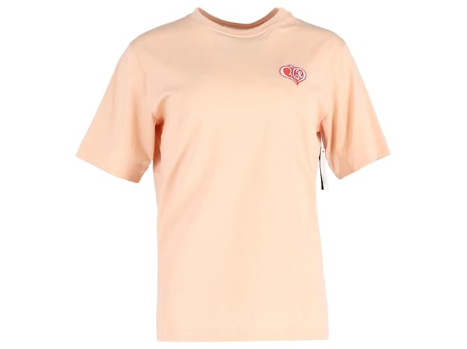 Chloé Chloe Heart Logo T-Shirt aus pfirsichfarbener Baumwolle Pink Angeln  ref.1040764