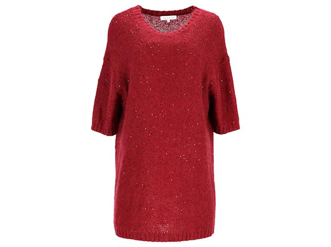 Sandro Sparkly Knitted Dress in Red Polyester  ref.1040765