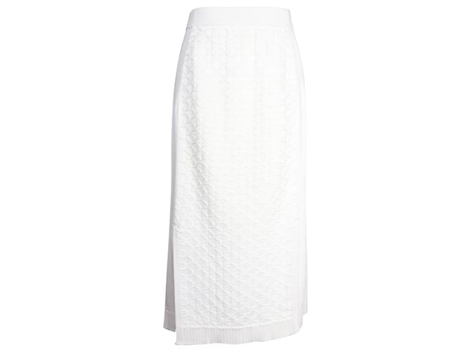 Loro Piana Knit Midi Skirt in White Silk  ref.1040769