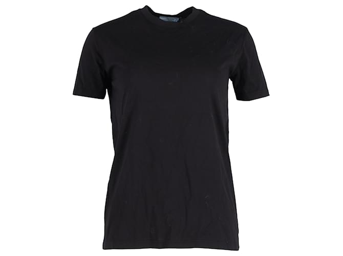 T-shirt classique à col rond Prada en coton noir  ref.1040775