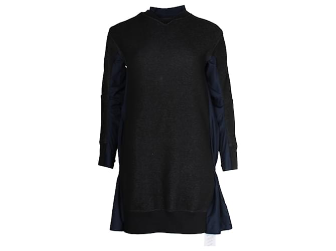 Sacai Sweater Dress with Poplin Back in Black and Navy Blue Cotton  ref.1040781