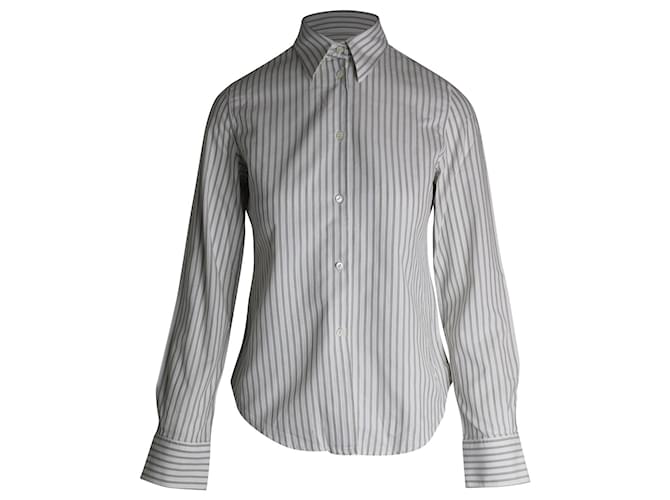 Gestreiftes Hemd mit Knöpfen von Loro Piana aus weißer Baumwolle  ref.1040782