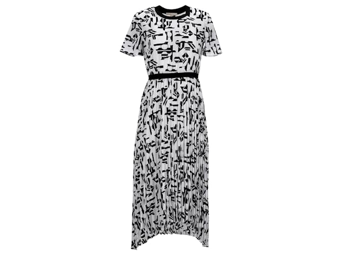 Maje printed dress with pleated skirt hotsell