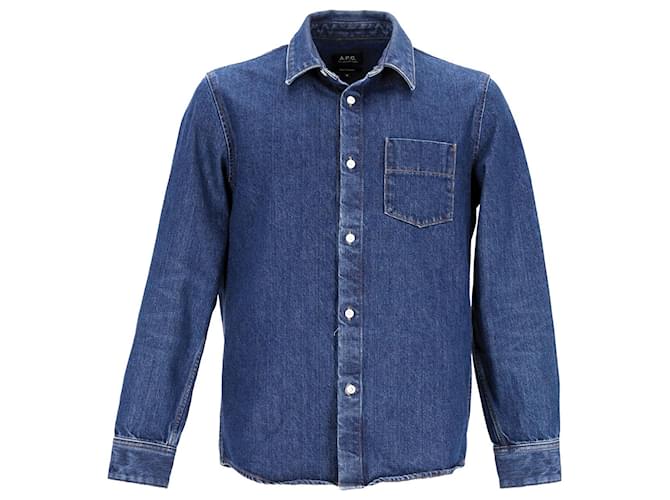 Apc a.P.C. Voctor Denim Button-Up Shirt in Blue Cotton ref.1040787