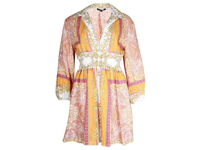 Maje-Kleid mit Schal-Print aus mehrfarbigem Leinen Mehrfarben  ref.1040809
