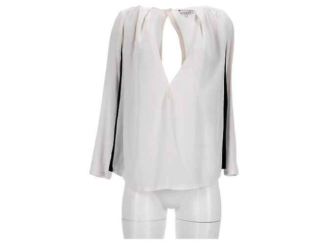 Blusa Sandro con scollo a V in seta grigia Grigio