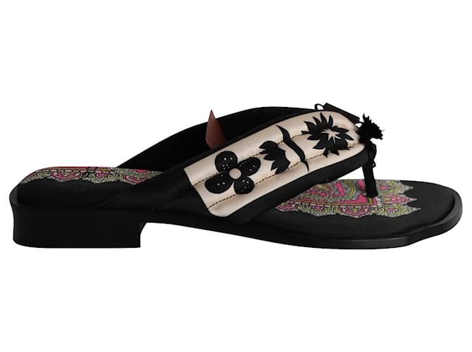 Etro Quilted Strap Printed Flip Flops in Multicolor Silk Multiple colors  ref.1040830