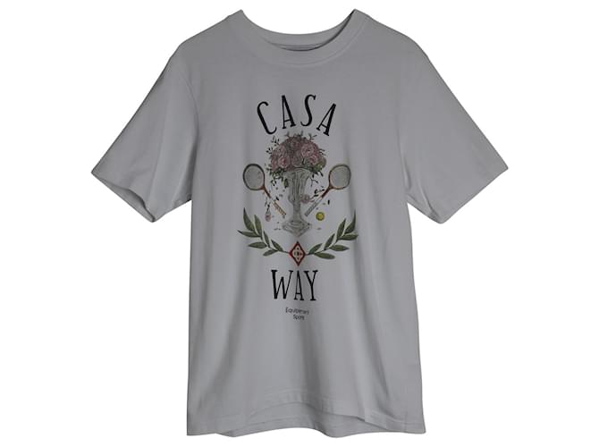 Casablanca Casa Way Graphic-Print T-Shirt in White Organic Cotton  ref.1040840