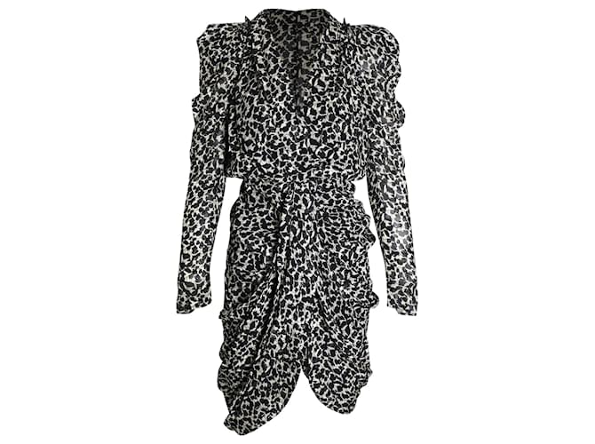 Isabel Marant Robe Issolya froncée en fil coupé métallisé imprimé en viscose multicolore Fibre de cellulose  ref.1040855