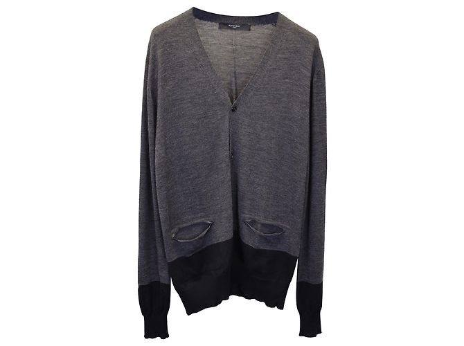 Givenchy Button-Front Cardigan in Dark Grey Wool