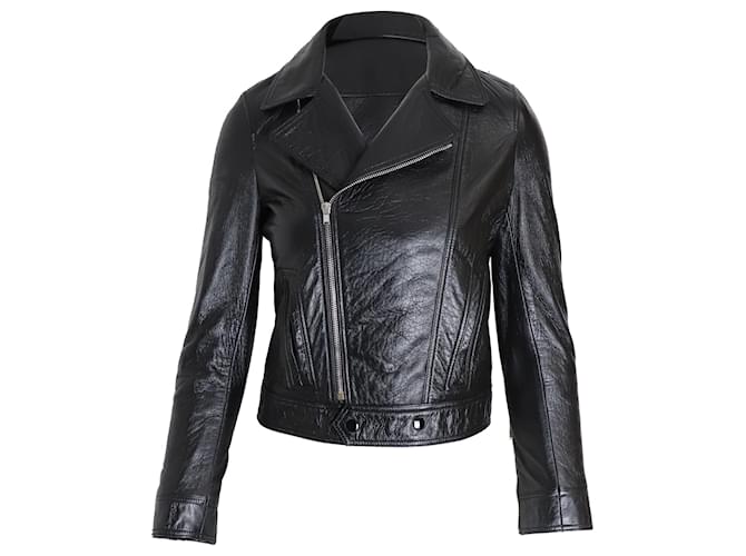 Saint Laurent Asymmetric Biker Jacket in Black Lambskin Leather  ref.1040872