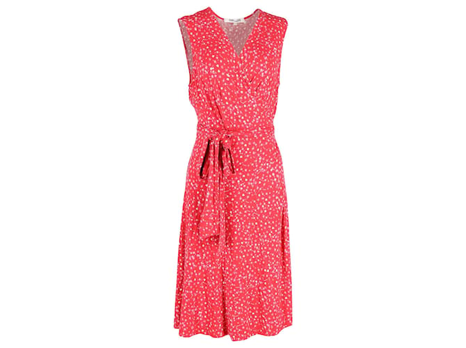 Diane Von Furstenberg Jasmine Floral Print Wrap Dress in Red Viscose Cellulose fibre  ref.1040874