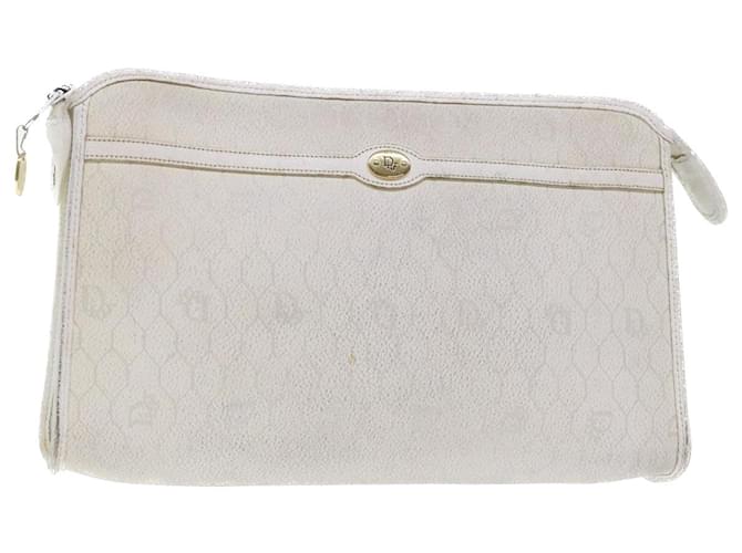 Christian Dior Honeycomb Canvas Clutch Bag Weiß Auth am4852  ref.1040980